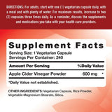 Nature's Truth Apple Cider Vinegar 600 mg Extra Strength Capsules, 240 ct.