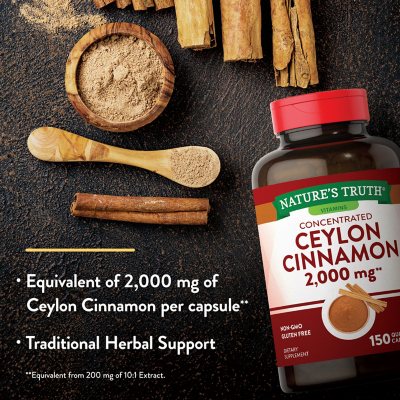 Nature's Truth Concentrated Ceylon Cinnamon 2,000 mg Capsules 150 ct.