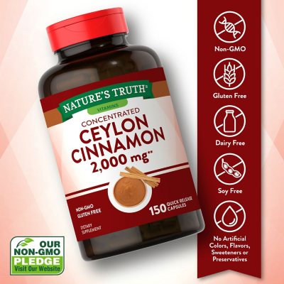 Nature's Truth Concentrated Ceylon Cinnamon 2,000 mg Capsules 150 ct.