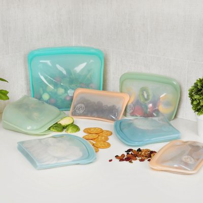 Honest Goods 7-Piece Silicone Food Storage Bags, Choose Color