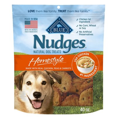 Blue Buffalo Nudges Homestyle Chicken, Peas, and Carrots Natural Dog Treats, 40 oz.