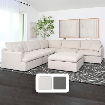 Capri Modular Fabric 6-Piece Sectional, Assorted Colors