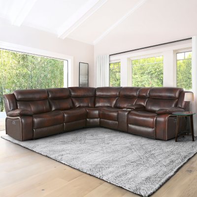 Hawthorne 6-Piece Top-Grain Leather Power Reclining Sectional