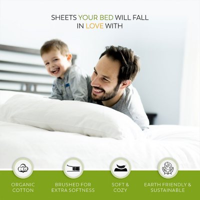 Organic Cotton Brushed Percale Cool and Breathable Sheet Set & Pillowcases, Choose Size and Color