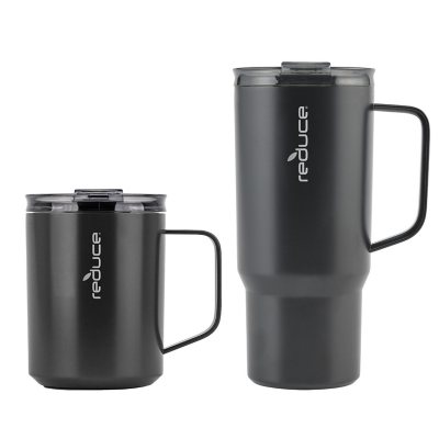 Reduce Vacuum Insulated Stainless Steel Hot1 Coffee Mug Set With Steam Release Lid, 14 oz. and 24 oz.