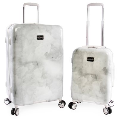 Bebe Lilah 2-Piece Hardside Luggage Set, Silver Marble