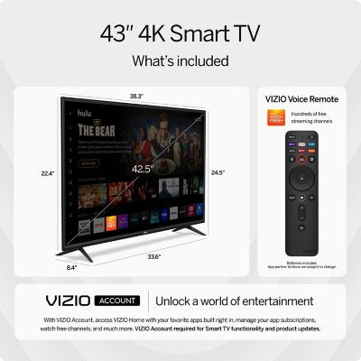 VIZIO V-Series 43" Class 4K UHD HDR LED Smart TV - V435-J01