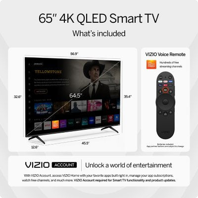 VIZIO 65" Class Quantum 4K QLED HDR Smart TV - M65Q6-L4
