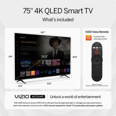 VIZIO 75" Class Quantum 4K QLED HDR Smart TV - M75Q6-L4