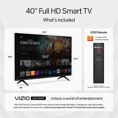 VIZIO 40" Class Full HD 1080p LED Smart TV - VFD40M-08