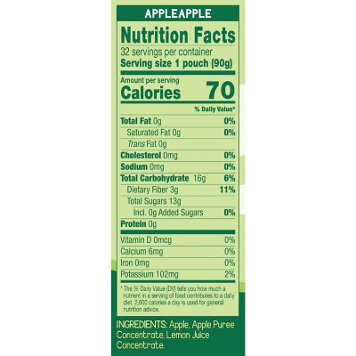 GoGo SqueeZ Applesauce Pouches, Apple Apple, 3.2oz., 32ct.