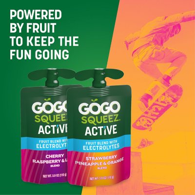 GoGo squeeZ Active Fruit Blend with Electrolytes Variety Pack 3.9 oz., 18 pk.