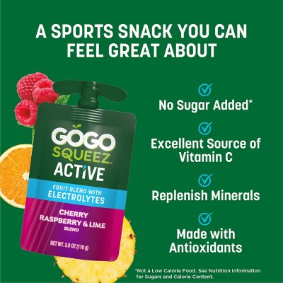 GoGo squeeZ Active Fruit Blend with Electrolytes Variety Pack 3.9 oz., 18 pk.