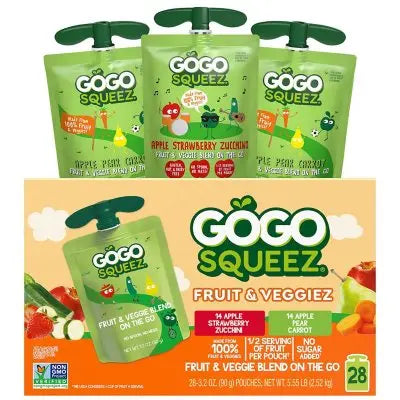 GoGo SqueeZ Fruit & VeggieZ Applesauce Pouches, 3.2 oz., 28 pk.