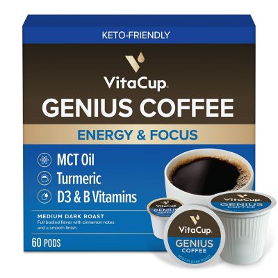 VitaCup mittel-dunkle Röstung, Einzelportions-Kaffeepads, Genius Blend, 60 Stück