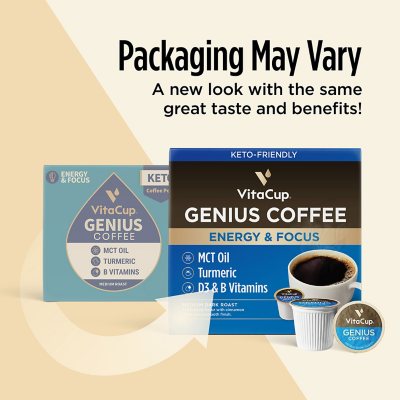 VitaCup Medium-Dark Roast Single Serve Coffee Pods, Genius Blend 60 ct.