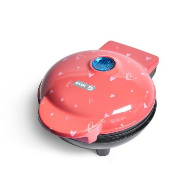 Dash Heart Miniature Waffle Maker with Heart Print Lid