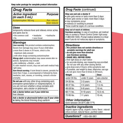 Genexa Kids' Pain & Fever Oral Suspension Acetaminophen, Cherry, 4 oz., 2 pk.