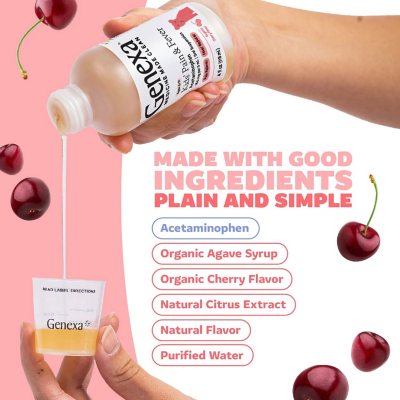 Genexa Kids' Pain & Fever Oral Suspension Acetaminophen, Cherry, 4 oz., 2 pk.