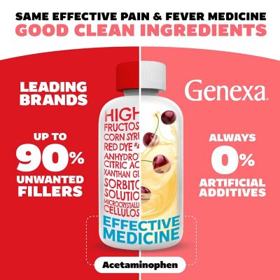 Genexa Kids' Pain & Fever Oral Suspension Acetaminophen, Cherry, 4 oz., 2 pk.