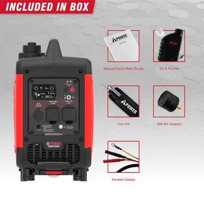 A-iPower Portable Inverter Generator, 2300-Watt CO Sensor, Light-Weight With Telescopic Handle And Wheels