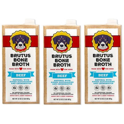 Brutus Bone Broth, Beef Bone Broth Adult Dog Meal Topper, 32 oz., 3 pk.