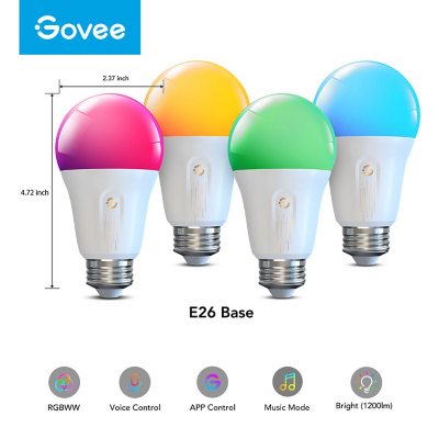 Govee Wi-Fi 1200LM RGBWW LED Bulb 4 pack
