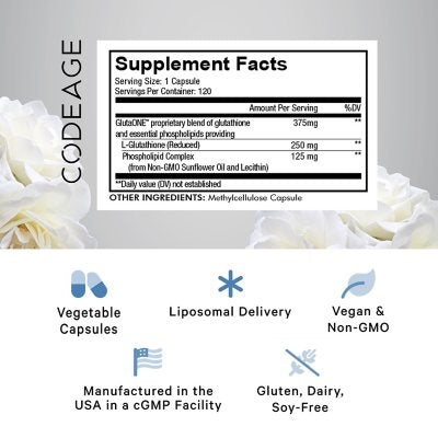 Codeage Liposomal Glutathione Essential Phospholipids Antioxidant Capsules 120 ct.