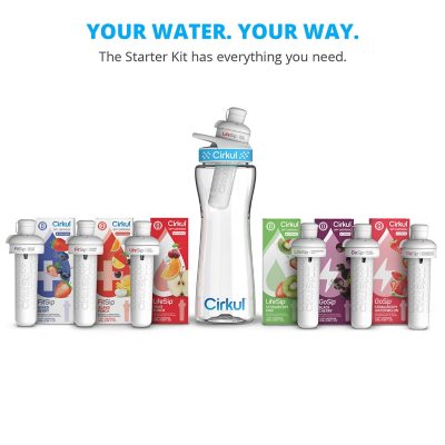 Cirkul 22-oz. Plastic Water Bottle Starter Kit With Blue Lid + 6 Flavor Cartridges