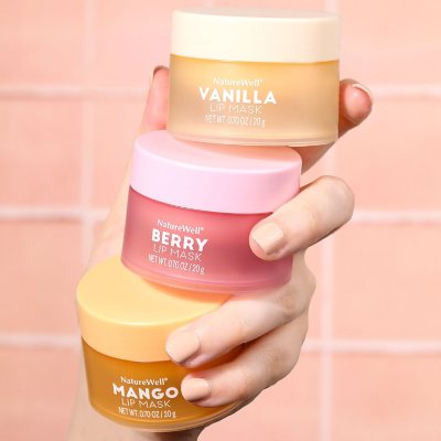 NatureWell Hydrating Lip Masks, Mango, Vanilla & Berry, 0.70 oz., 3 pk.