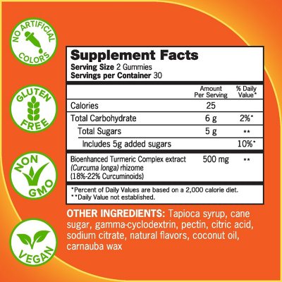 Qunol Turmeric Curcumin Complex Ultra High Absorption Gummies, 200 ct.