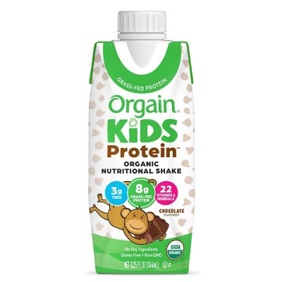 Orgain Kids 8g Protein Organic Nutritional Shake, Chocolate 8.25 fl. oz.,12 pk.