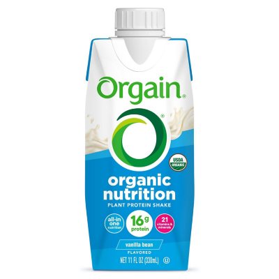 Orgain Organic Nutrition 16g Vegan Plant Based Protein Shake, Vanilla Bean 11 fl. oz., 12 ct.