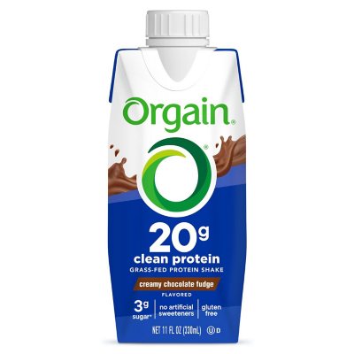 Orgain 20g Clean Protein Grass Fed Shake, Creamy Chocolate Fudge 11 fl. oz., 12 pk.