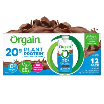 Orgain 20g Plant Based Protein Shake, Chocolate 11 fl. oz. 12 pk.