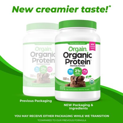 Orgain Organic 21g Plant-Based Protein Powder, Creamy Chocolate Fudge 2.74 lbs.