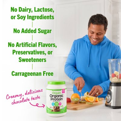 Orgain Organic 21g Plant-Based Protein Powder, Creamy Chocolate Fudge 2.74 lbs.