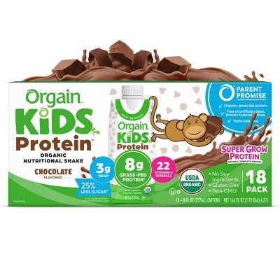 Orgain Kids Organic Grass Fed 8g Protein Nutritional Shake Chocolate 8.25 fl. oz., 18 pk.