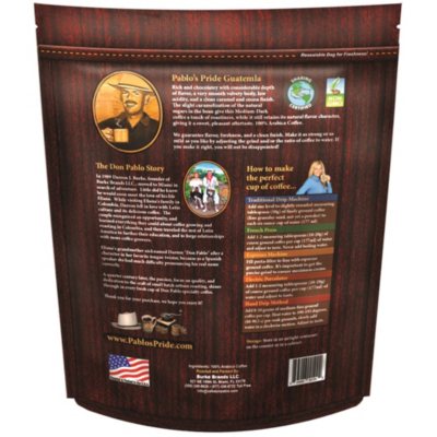 Pablo's Pride Gourmet Medium-Dark Roast Whole Bean Coffee, Guatemala, 32 oz.