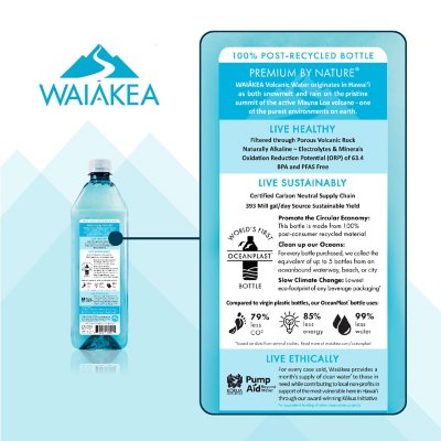 Waiakea Hawaiian Volcanic Water 1 L., 12 pk.
