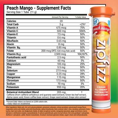 Zipfizz Energy Drink Mix, Peach Mango 20 ct.