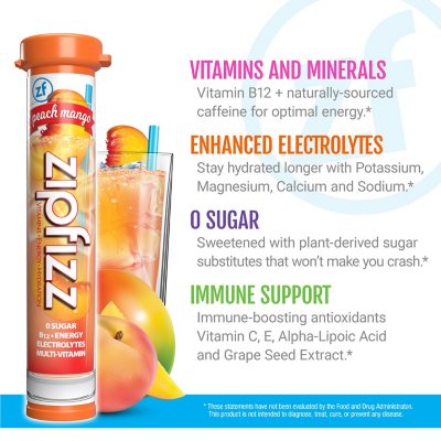 Zipfizz Energy Drink Mix, Peach Mango 20 ct.