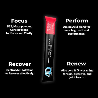 4D Clean Energy Premium Dietary Supplement, Tropical Fruit Punch, 25 ct.