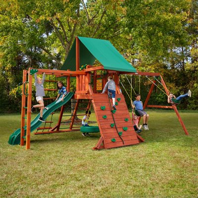 Red Ranger Wooden Playset with Monkey Bars & Playset Accessories