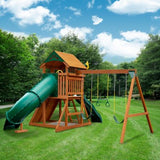 Gorilla Playsets Avalon Wood Swing Set with Wood Roof and Twister Tube Slide