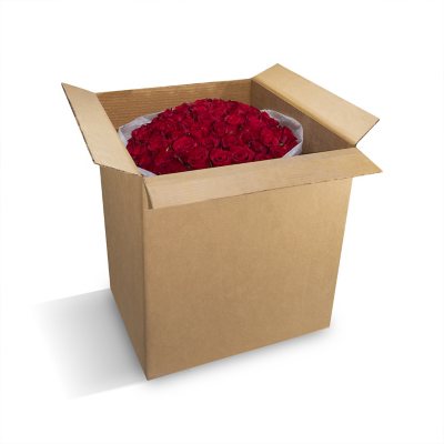 Member's Mark Rose Bouquet and Vase, 100 stems, Choose color variety