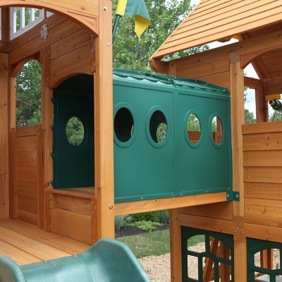 KidKraft Paramount Wooden Swing Set with Two Clubhouses