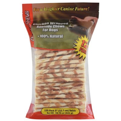 Canine Chews Chicken-Wrapped Rawhide Chews for Dogs, 125 ct.
