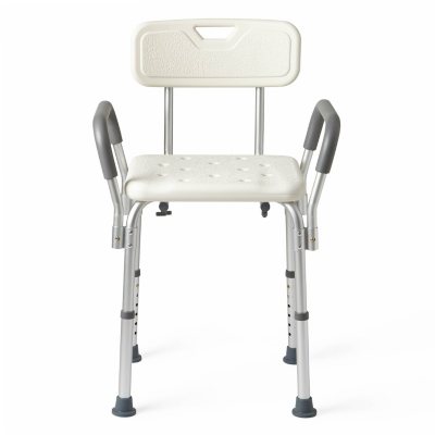 Medline Bath Bench with Back and Padded Arms, White