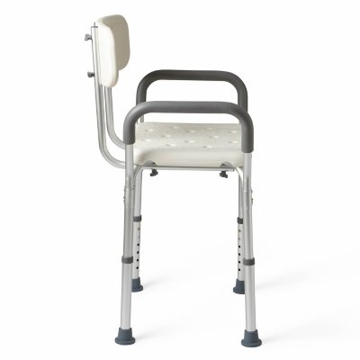 Medline Bath Bench with Back and Padded Arms, White